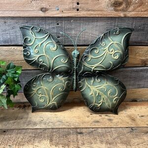 Decorative Butterfly Wall Art in Green and Beige